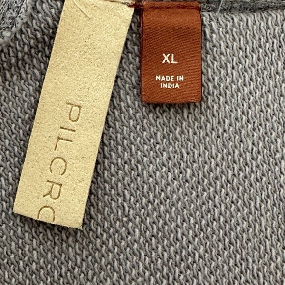 PILCRO Anthropologie Open Tie Back Cotton Sweatshirt Lavender Gray XL Distressed - Picture 12 of 15